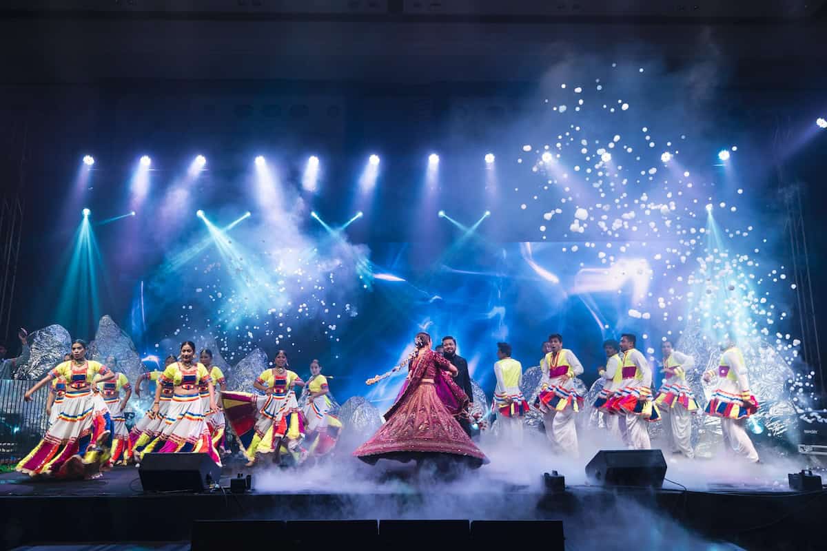 Luxury Indian Wedding The Leela Palace Jaipur Couple Sangeet Stage P.taufiq