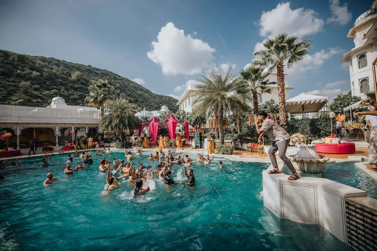 Luxury Indian Wedding The Leela Palace Jaipur Pool Party P.taufiq