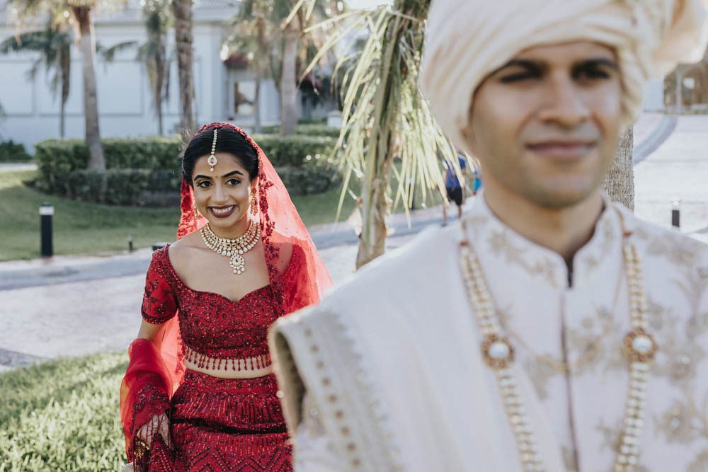 Indian Wedding First Look JW Marriott Resort Cancun 1