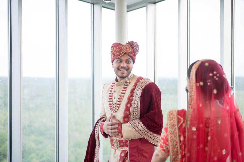 Indian Wedding First Look Mashantucket Pequot Museum 2