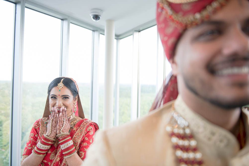Indian Wedding First Look Mashantucket Pequot Museum 4