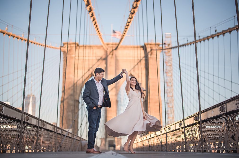 Indian Wedding Photography Destination Wedding New York Brooklyn Bridge Engagement
