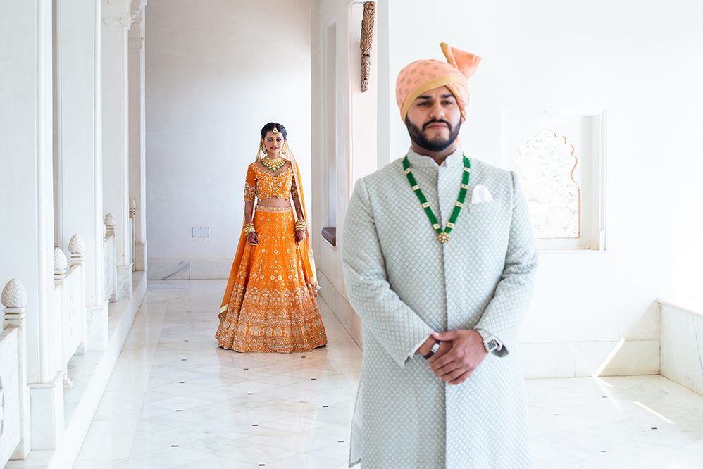 Indian Wedding Photography Destination Wedding Udaipur India Fateh Garh Heritage Resort First Look