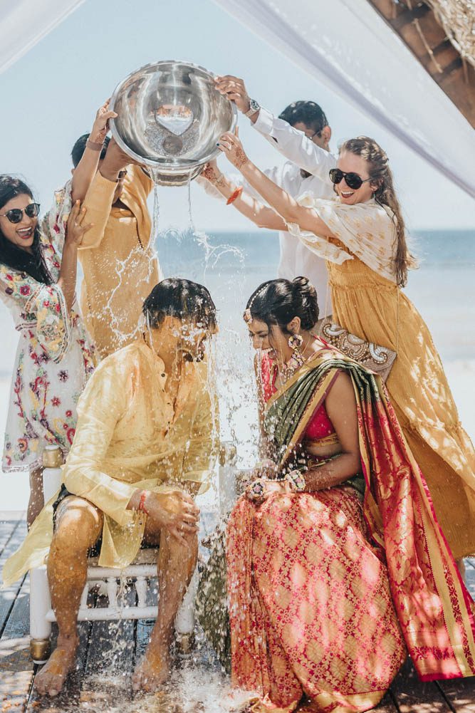Indian Wedding Photography Haldi Boston Ptaufiq Dreams Natura Resort Cancun 4