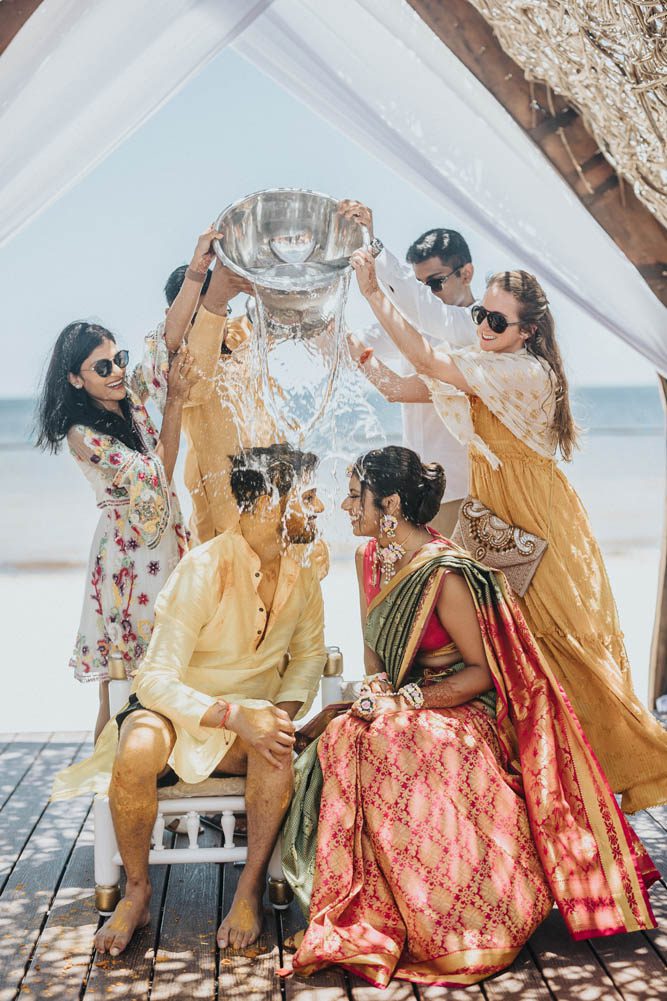 Indian Wedding Photography Haldi Boston Ptaufiq Dreams Natura Resort Cancun 5