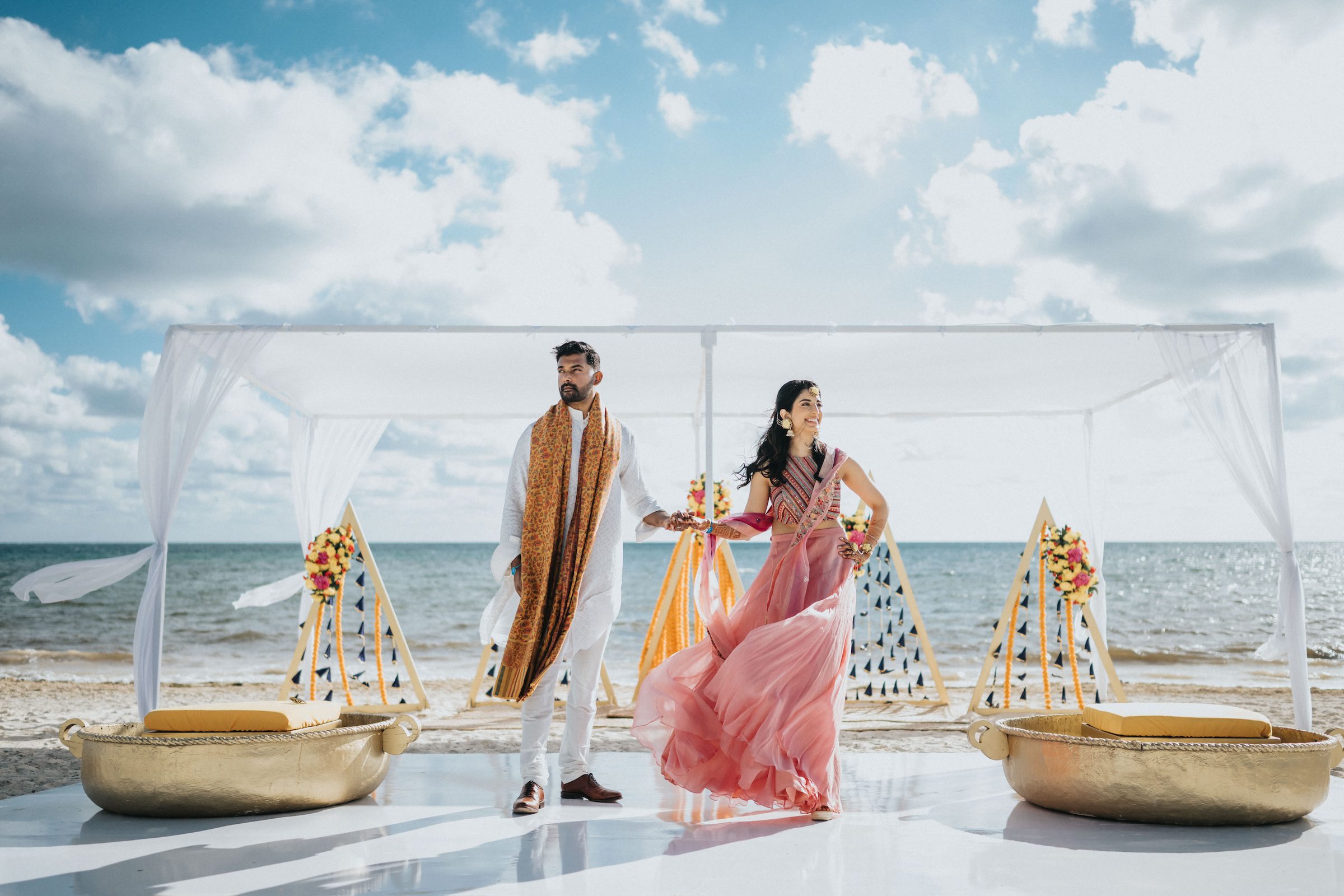 Indian wedding Royalton Splash Riviera Cancun Haldi shoot P.taufiq