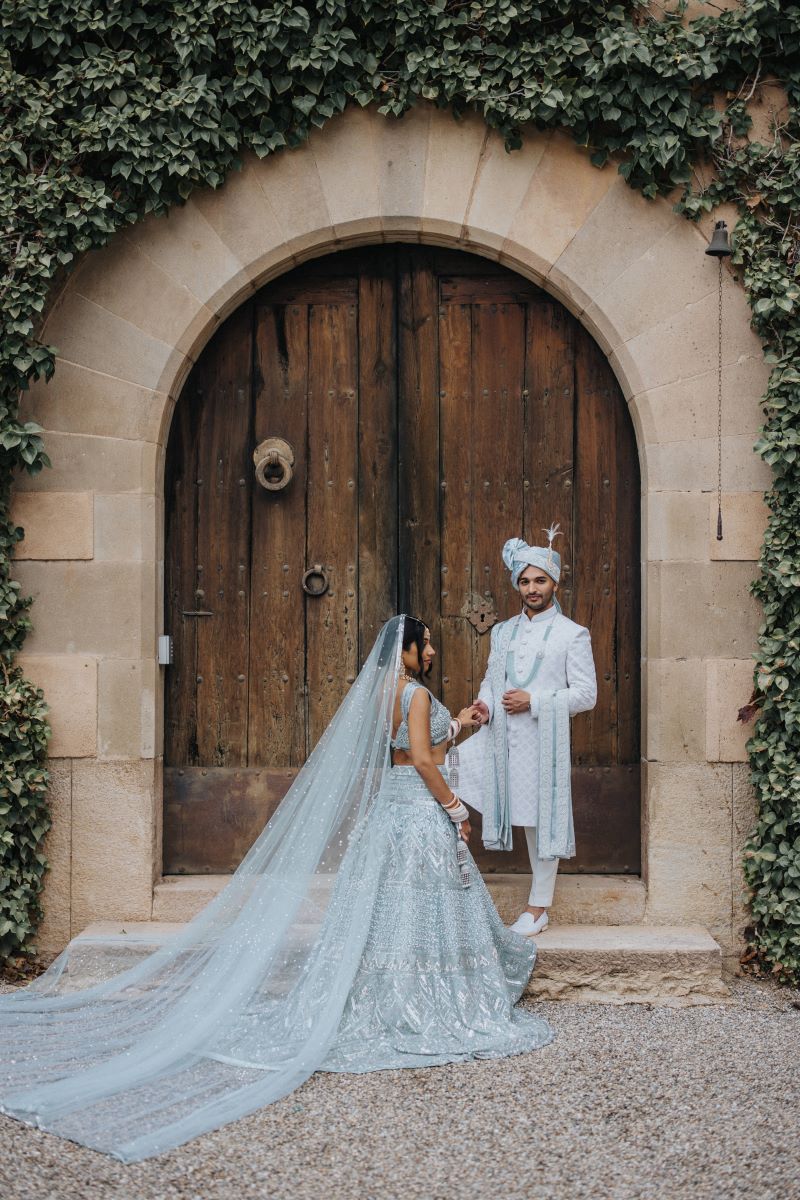 Ptaufiq Indian Destination Wedding Castell de Sant Marcal Barcelona Spain Serena and Manav First Look 7
