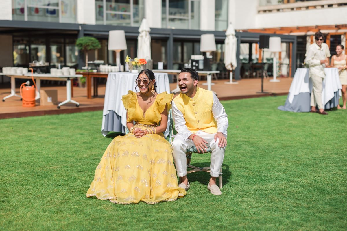 Ptaufiq Indian Destination Wedding Castell de Sant Marcal Barcelona Spain Serena and Manav Haldi 10