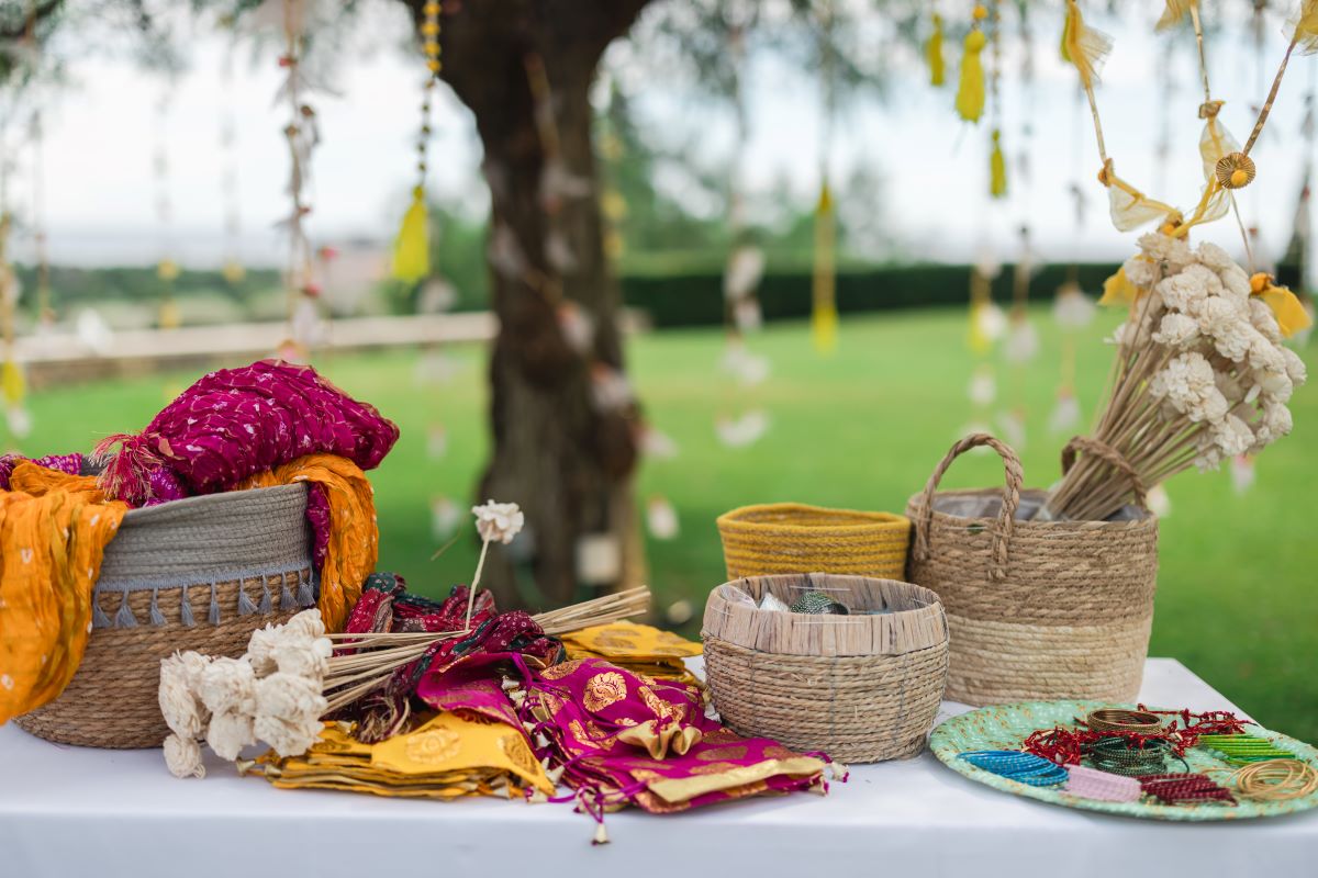 Ptaufiq Indian Destination Wedding Castell de Sant Marcal Barcelona Spain Serena and Manav Haldi 11