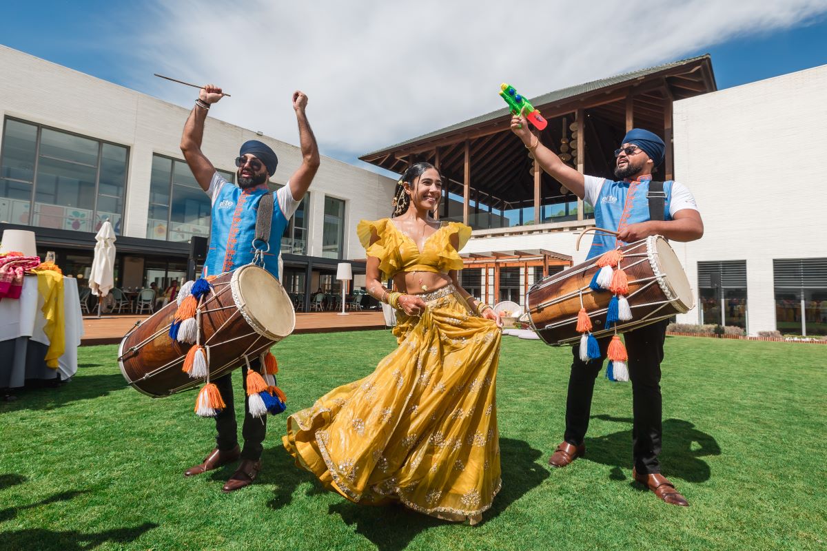 Ptaufiq Indian Destination Wedding Castell de Sant Marcal Barcelona Spain Serena and Manav Haldi 17