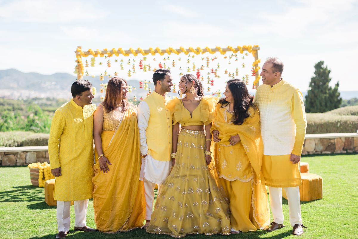 Ptaufiq Indian Destination Wedding Castell de Sant Marcal Barcelona Spain Serena and Manav Haldi 8