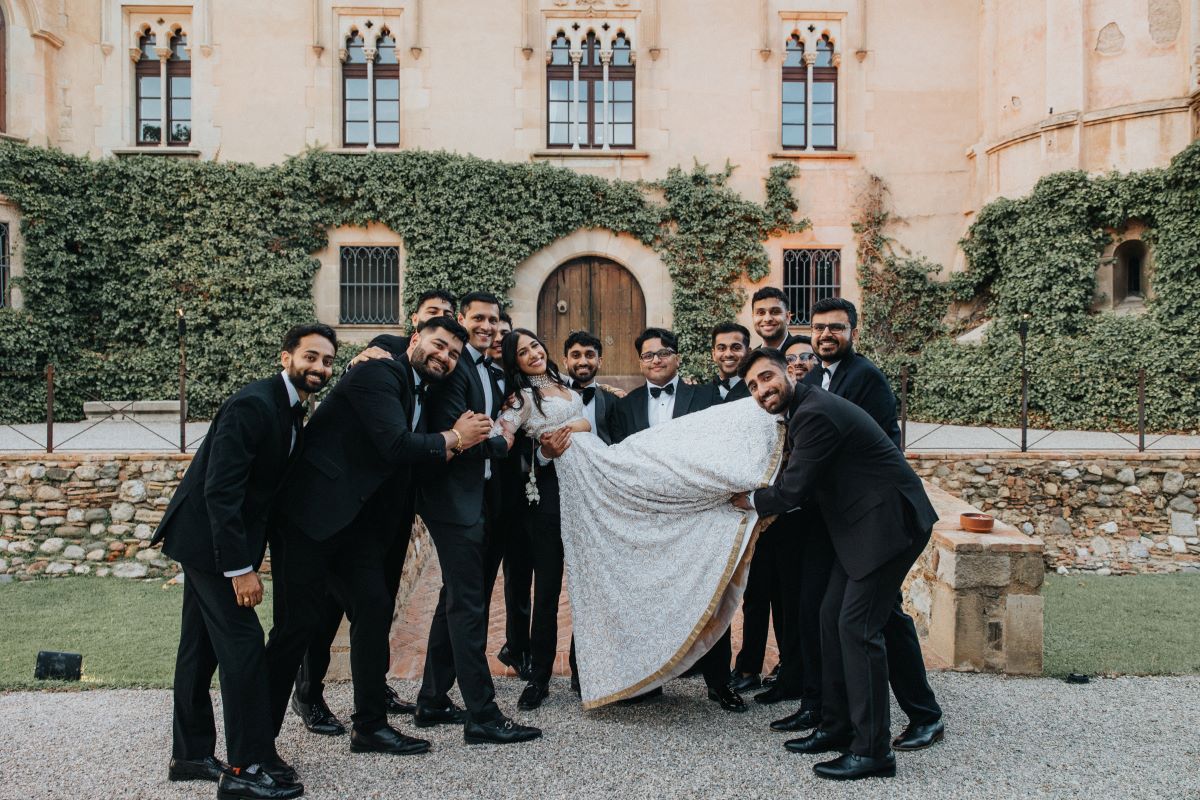 Ptaufiq Indian Destination Wedding Castell de Sant Marcal Barcelona Spain Serena and Manav Reception 4