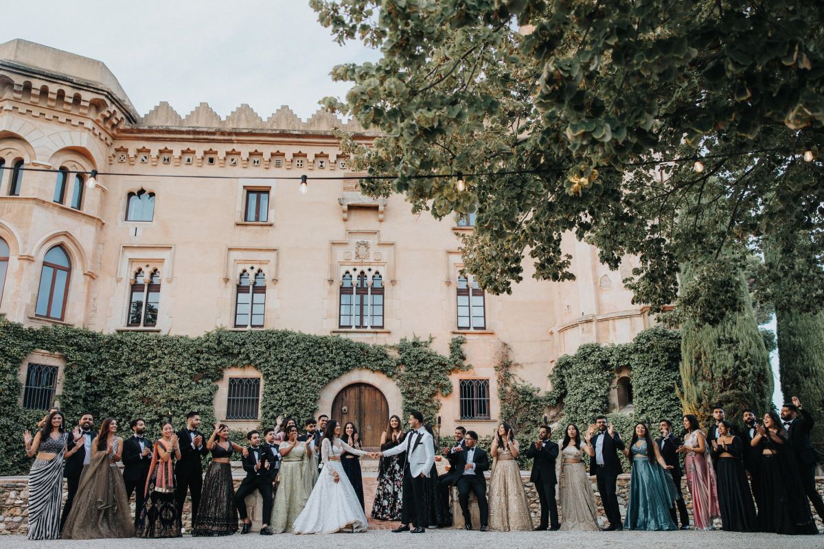 Ptaufiq Indian Destination Wedding Castell de Sant Marcal Barcelona Spain Serena and Manav Reception 5