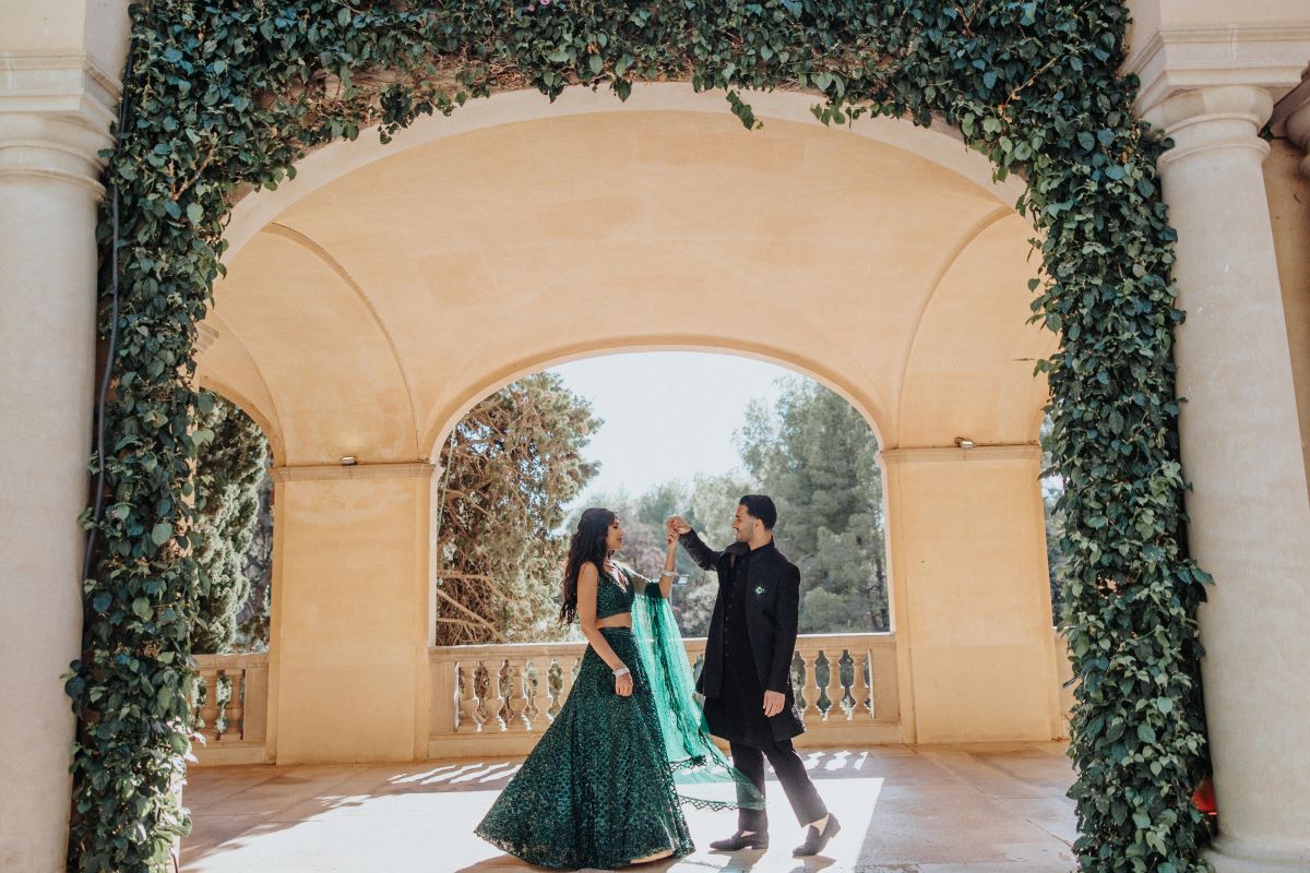 Ptaufiq Indian Destination Wedding Castell de Sant Marcal Barcelona Spain Serena and Manav Sangeet 8