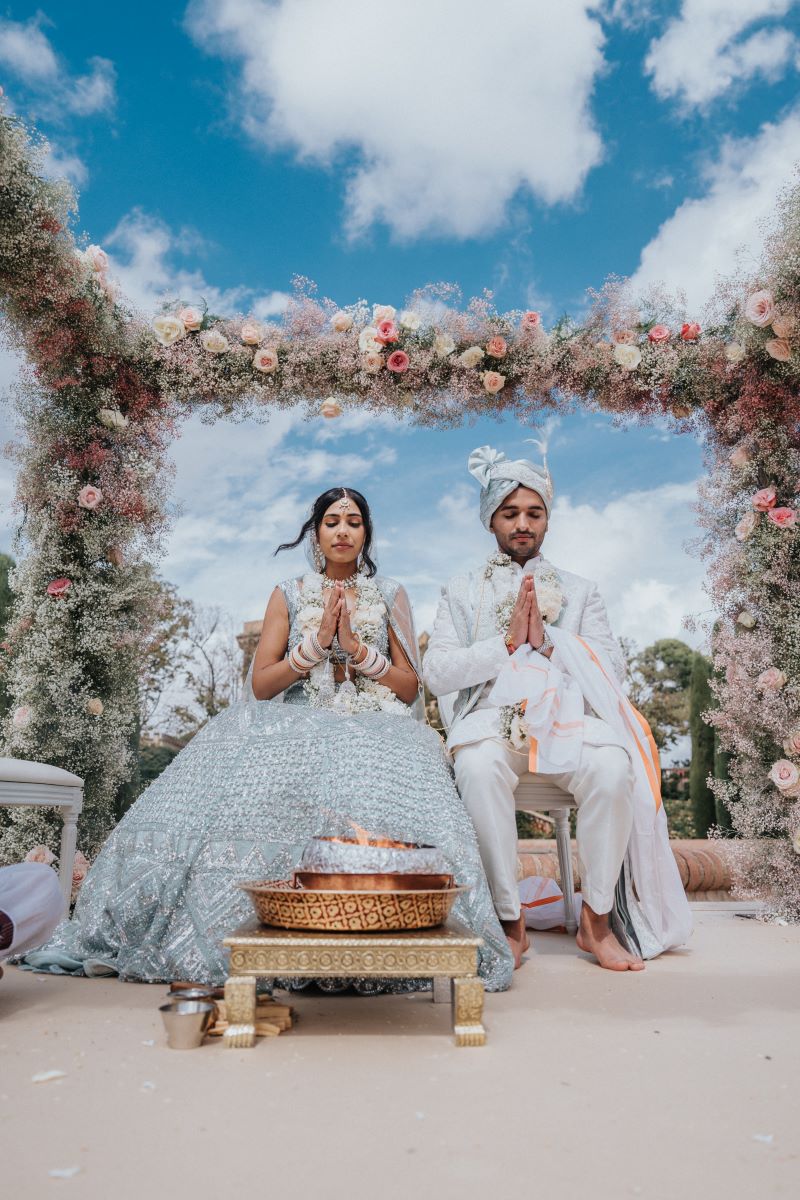 Ptaufiq Indian Destination Wedding Castell de Sant Marcal Barcelona Spain Serena and Manav Wedding Ceremony 10