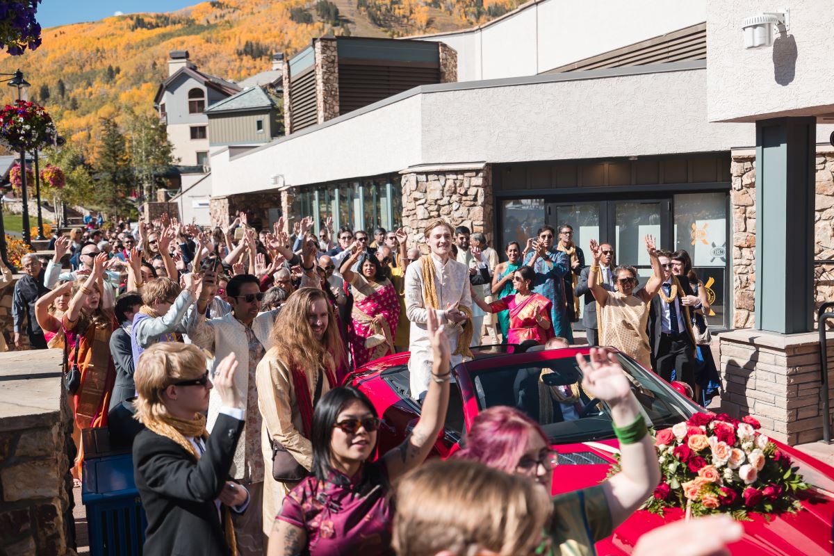 ptaufiq Indian wedding Beaver Creek Colorado Baraat 1 1