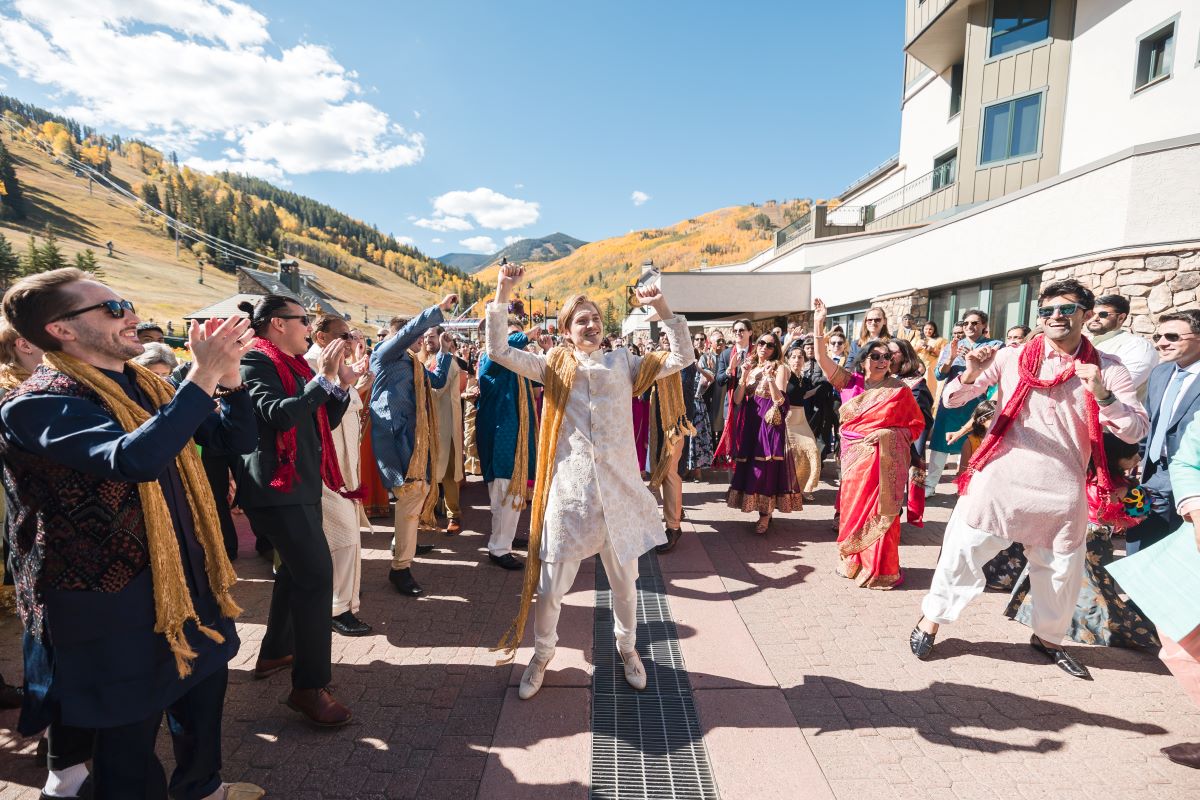 ptaufiq Indian wedding Beaver Creek Colorado Baraat 2 1