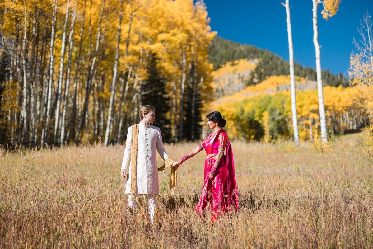 ptaufiq Indian wedding Beaver Creek Colorado First Look 6