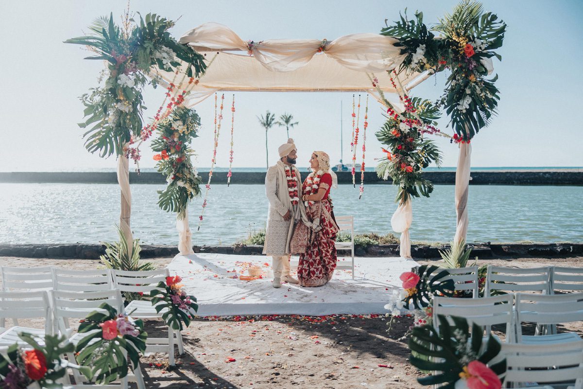 ptaufiq indian wedding destination Waikoloa Beach Hawaii ceremony 11