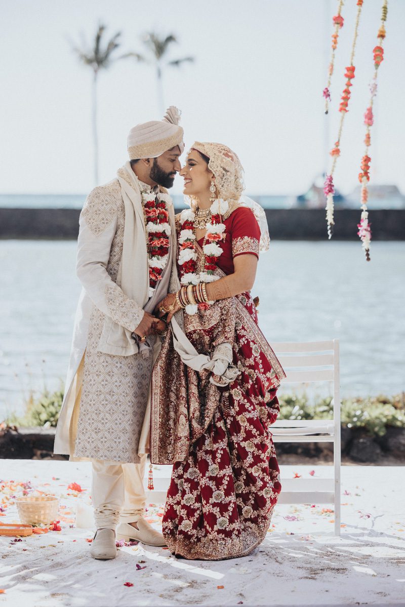 ptaufiq indian wedding destination Waikoloa Beach Hawaii ceremony 7