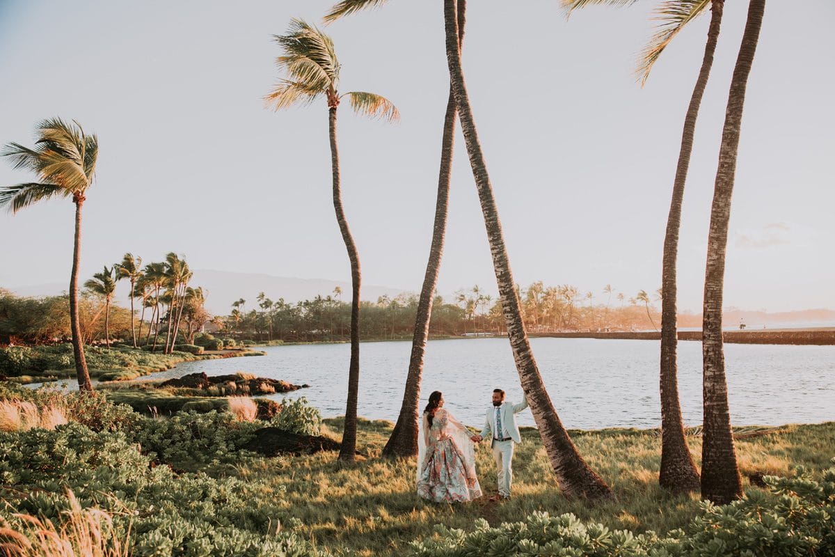 ptaufiq indian wedding destination Waikoloa Beach Hawaii couple portraits 5