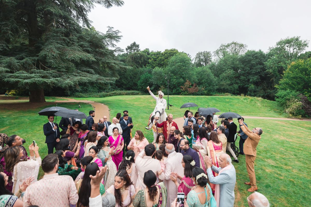 ptaufiq indian wedding pendley manor hotel london baraat 5