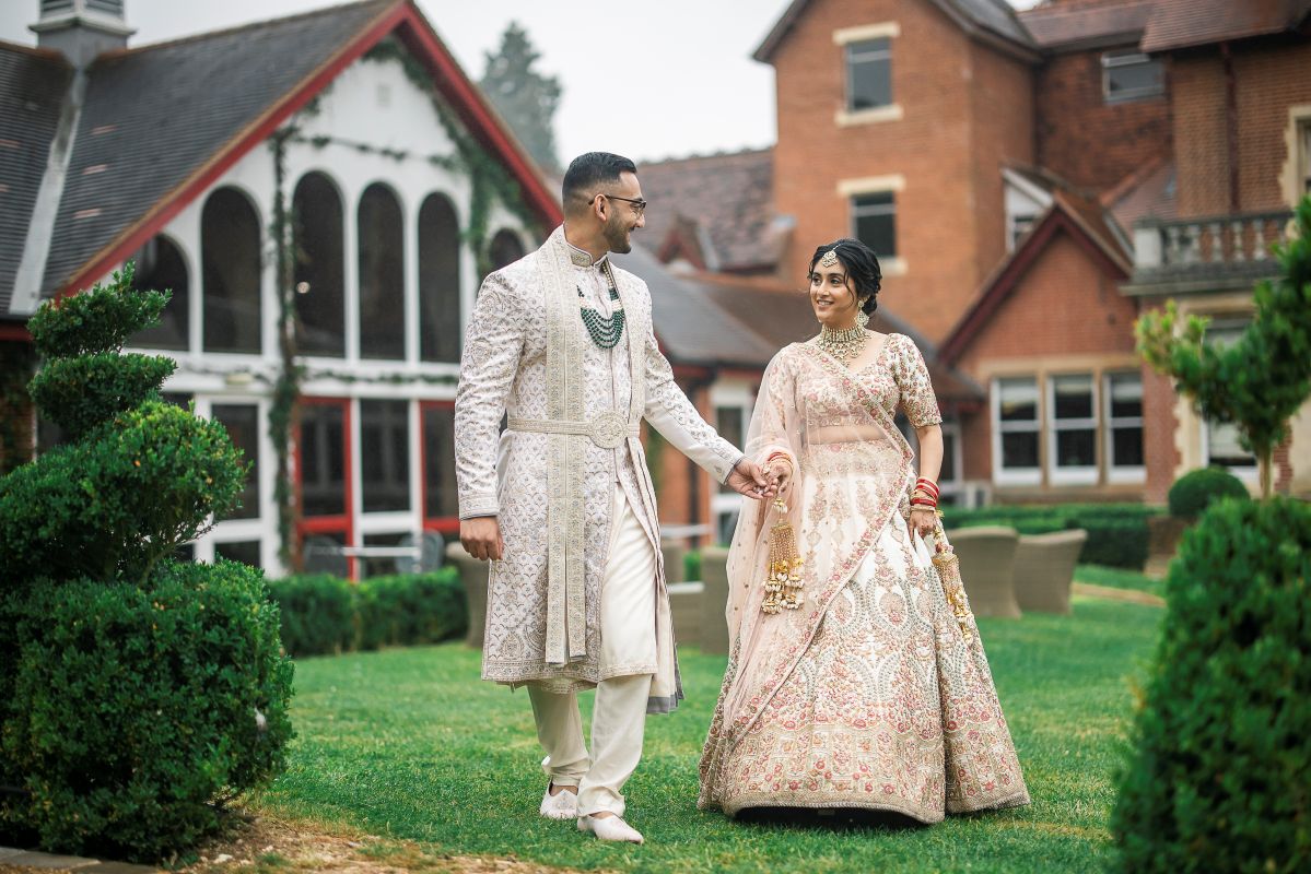 ptaufiq indian wedding pendley manor hotel london first look 6
